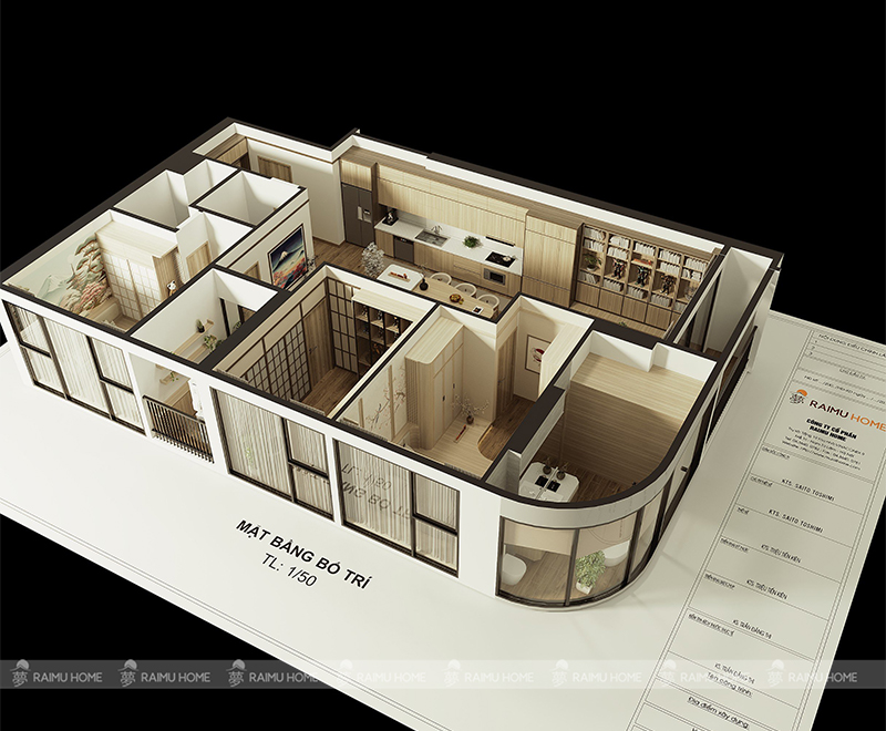 thiết kế nội thất căn 3 ngủ tòa L2 swan lake onsen ecopark